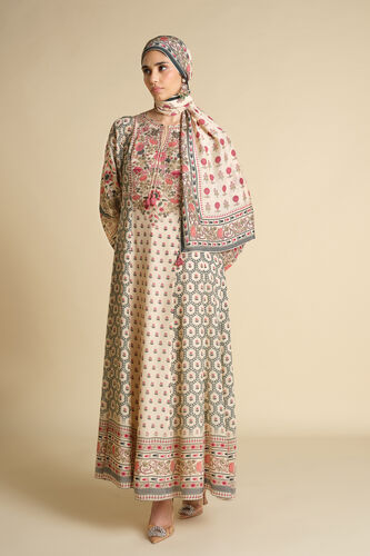 Demoiselle Printed Silk Stole - Ivory, Ivory, image 2